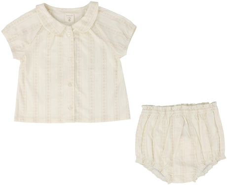 Analogie by Lil Legs Ivy Stripe Collection Baby Toddler Girls Puff Sleeve Set Outfit - ISPSS