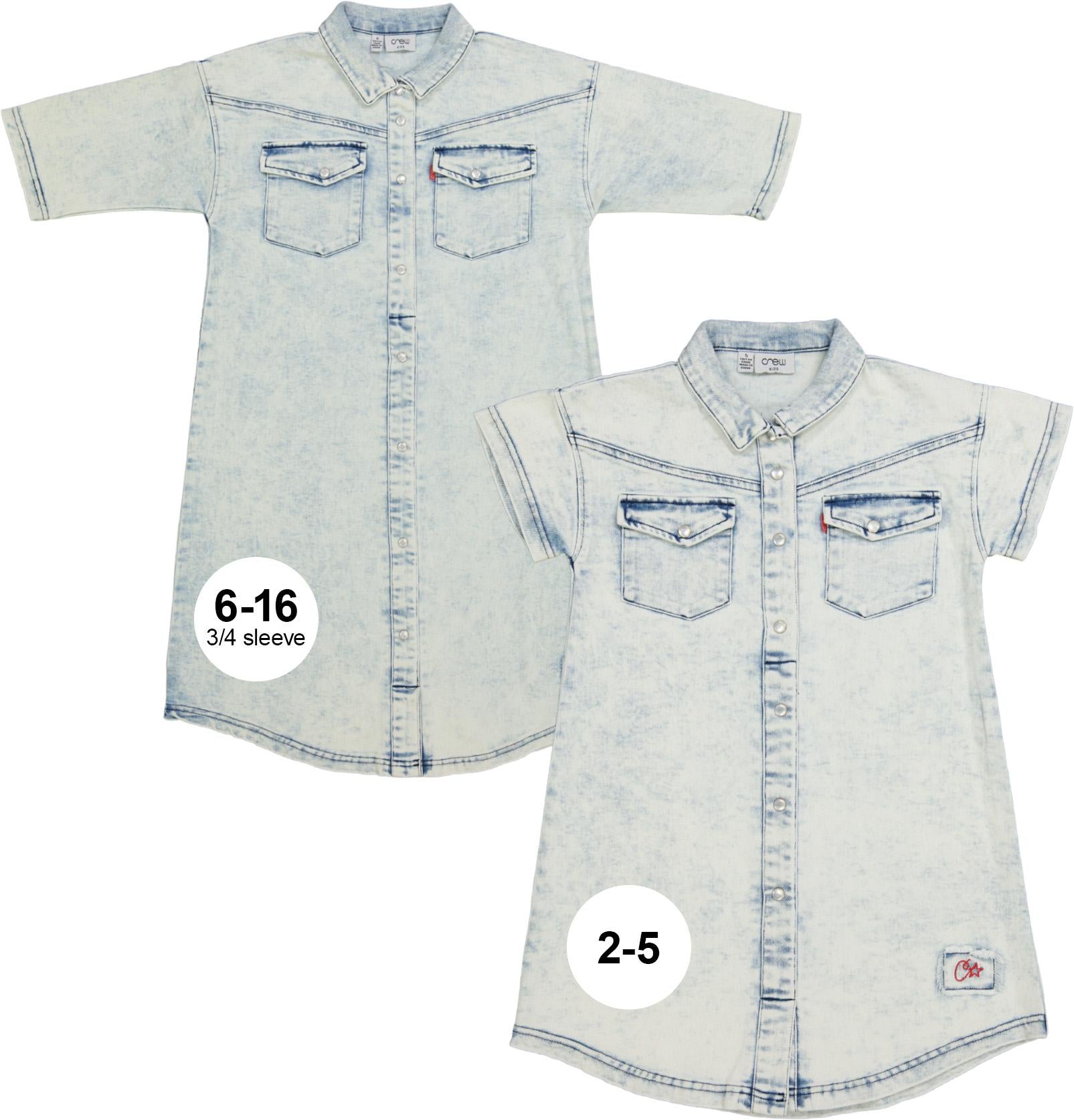 Amazon.com: Little Girls Long Sleeve Denim Dress Button Front A-line Dress  Vintage Casual Solid Color Boho Jean (Blue, 12-18 Months): Clothing, Shoes  & Jewelry