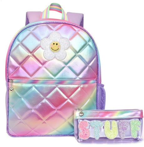 OMG Metallic Quilted Backpack & Pencil Case Set - DAISY-SBP23