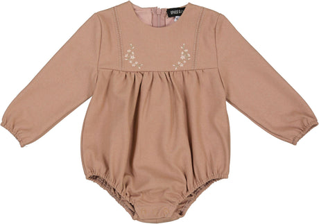 Space Gray Baby Girls Embroidered Romper - WB4CY2407