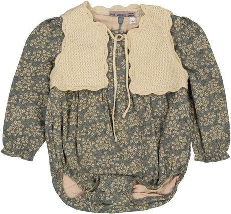 Posie & Pistachio Baby Girls Woven Floral Romper & Crochet Vest - WB4CY2472B