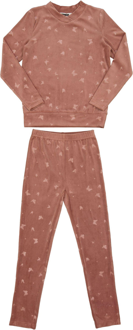 Whipped Cocoa Boys Girls Embossed Bunny/Butterfly Velour Pajamas - WB4CY2488E