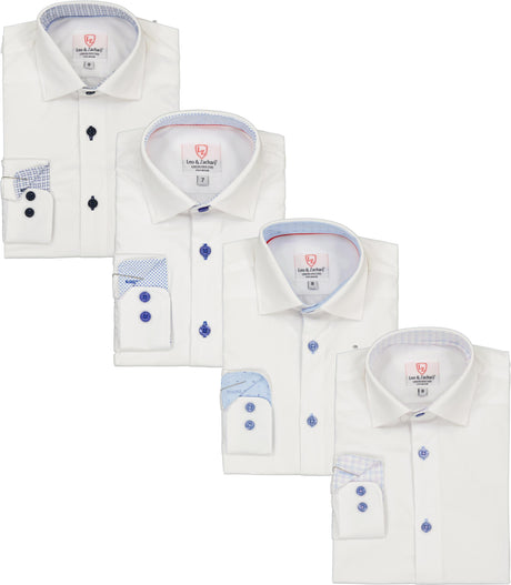 Leo & Zachary Boys Long Sleeve Dress Shirt with Contrast - Spring 2025 - P5537/P5538/P5540/P5541