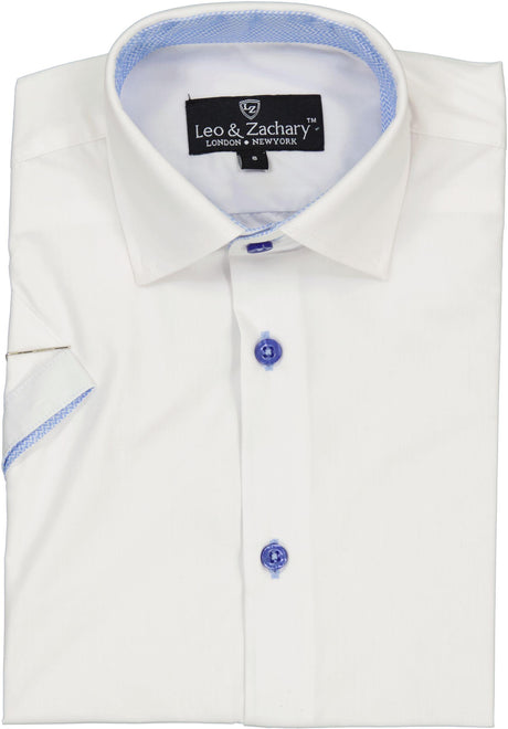 Leo & Zachary Boys Short Sleeve Dress Shirt with Contrast - Spring 2025 - 50039