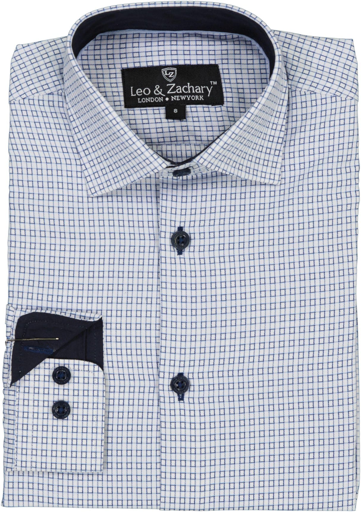 Leo & Zachary Boys Dual Squared Long Sleeve Dress Shirt - 50019