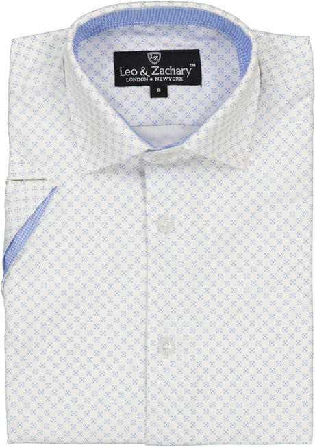 Leo & Zachary Boys Cook Island Spheres Short Sleeve Dress Shirt - 50041