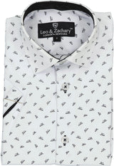 Leo & Zachary Boys Kitts Planes Short Sleeve Dress Shirt - 50043