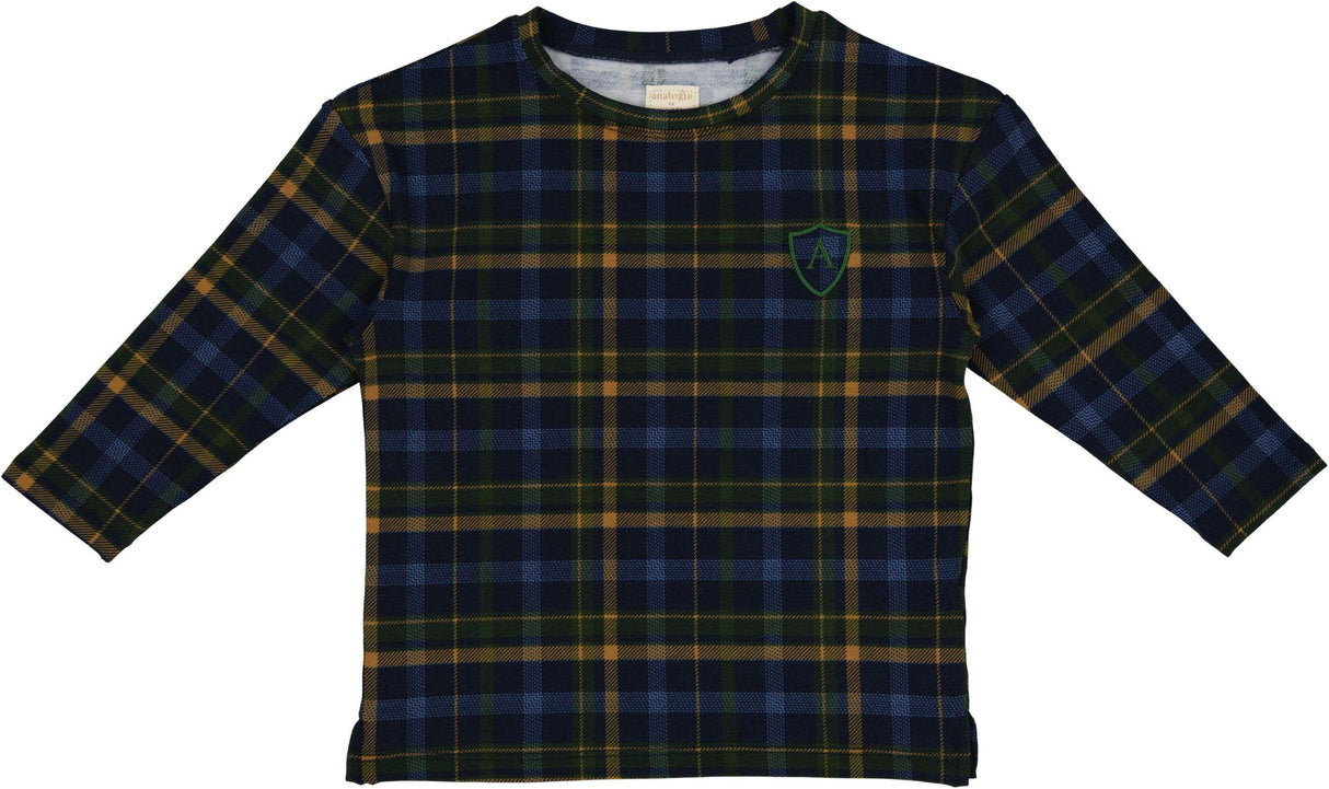 Analogie by Lil Legs Plaid Collection Boys Long Sleeve Boxy Tee T-shirt