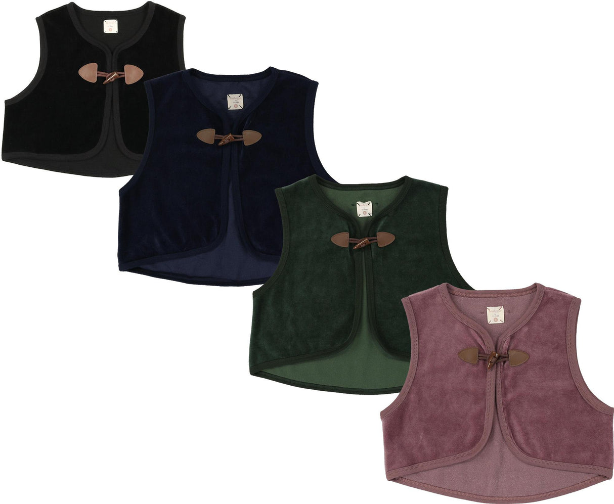 Analogie by Lil Legs Velour Collection Girls Toggle Vest