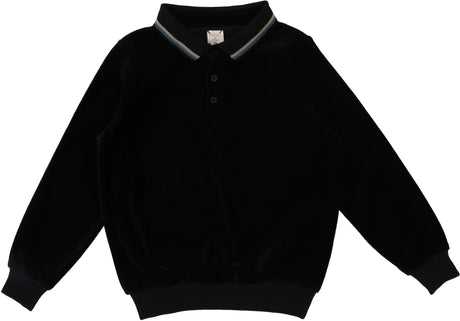 Analogie by Lil Legs Velour Collection Boys Long Sleeve Polo Shirt