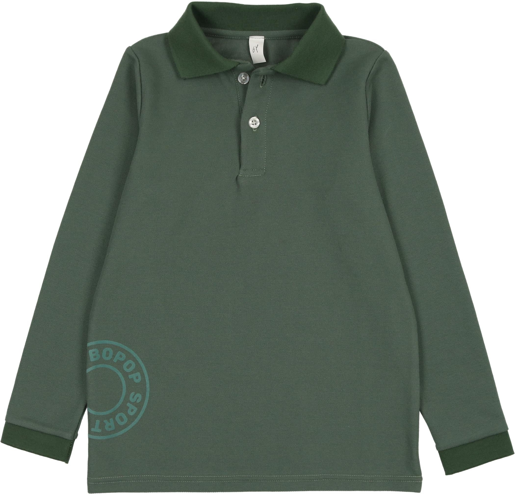 Bopop Boys Long Sleeve Velour Logo Polo Shirt AS140 ShirtStop