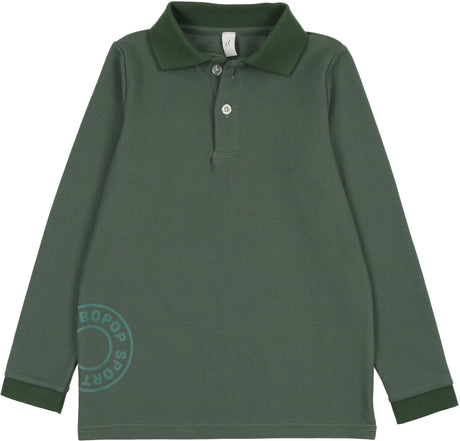 Bopop Boys Long Sleeve Velour Logo Polo Shirt - AS140