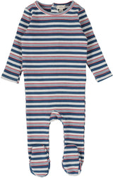 Lil Legs Contrast Collection Baby Toddler Boys Girls Multistripe Rib Cotton Stretchie Footie - CF