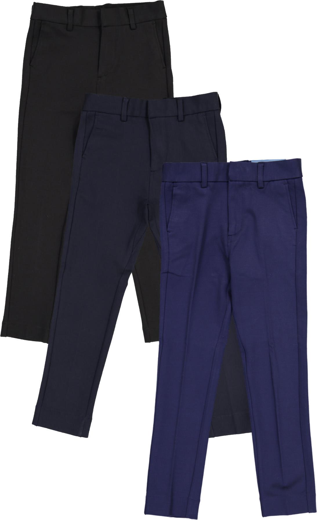 Girls Navy Mid-rise Flat Fronts Pants