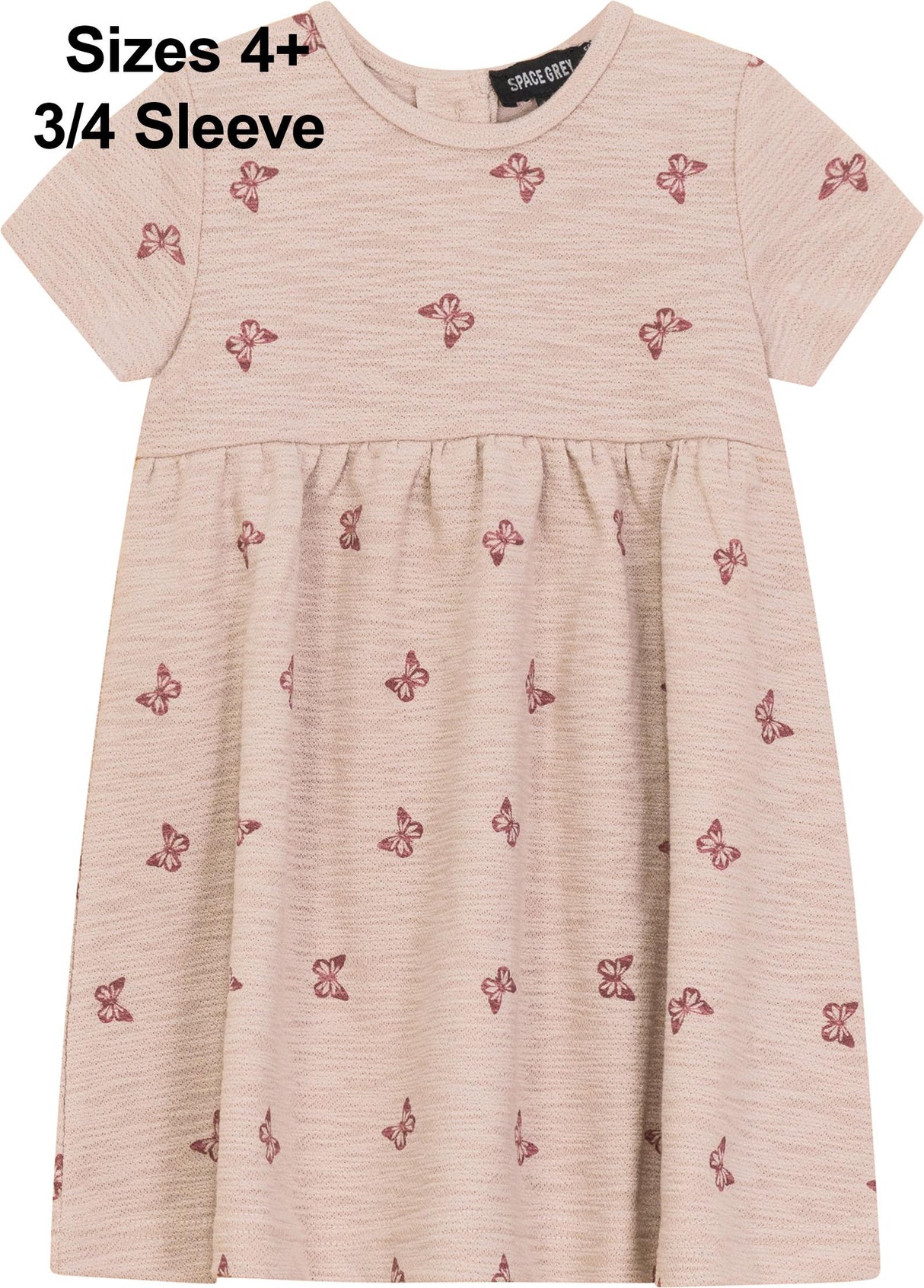 Space Gray Girls Butterfly Print Dress - SB5CY2621