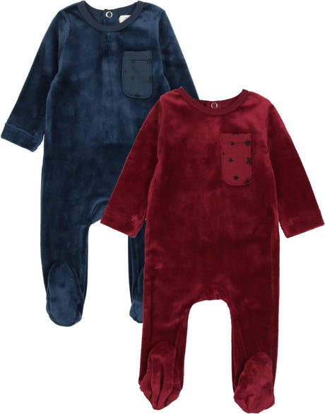 Bonjoy Baby Boys Girls Velour Stars Stretchie - BPW006F