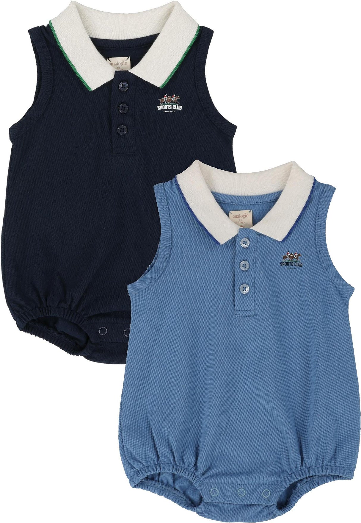 Analogie by Lil Legs Sport Collection Baby Toddler Boys Sleeveless Polo Romper - SCSPR