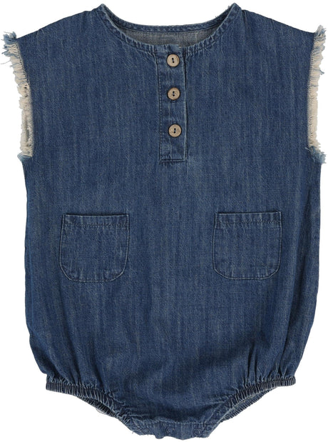 Analogie by Lil Legs Lightweight Denim Collection Baby Boys Fringe Romper - LWBFR