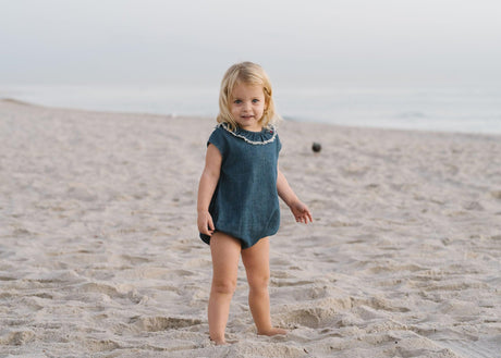 Analogie by Lil Legs Lightweight Denim Collection Baby Girls Fringe Romper - LWGR