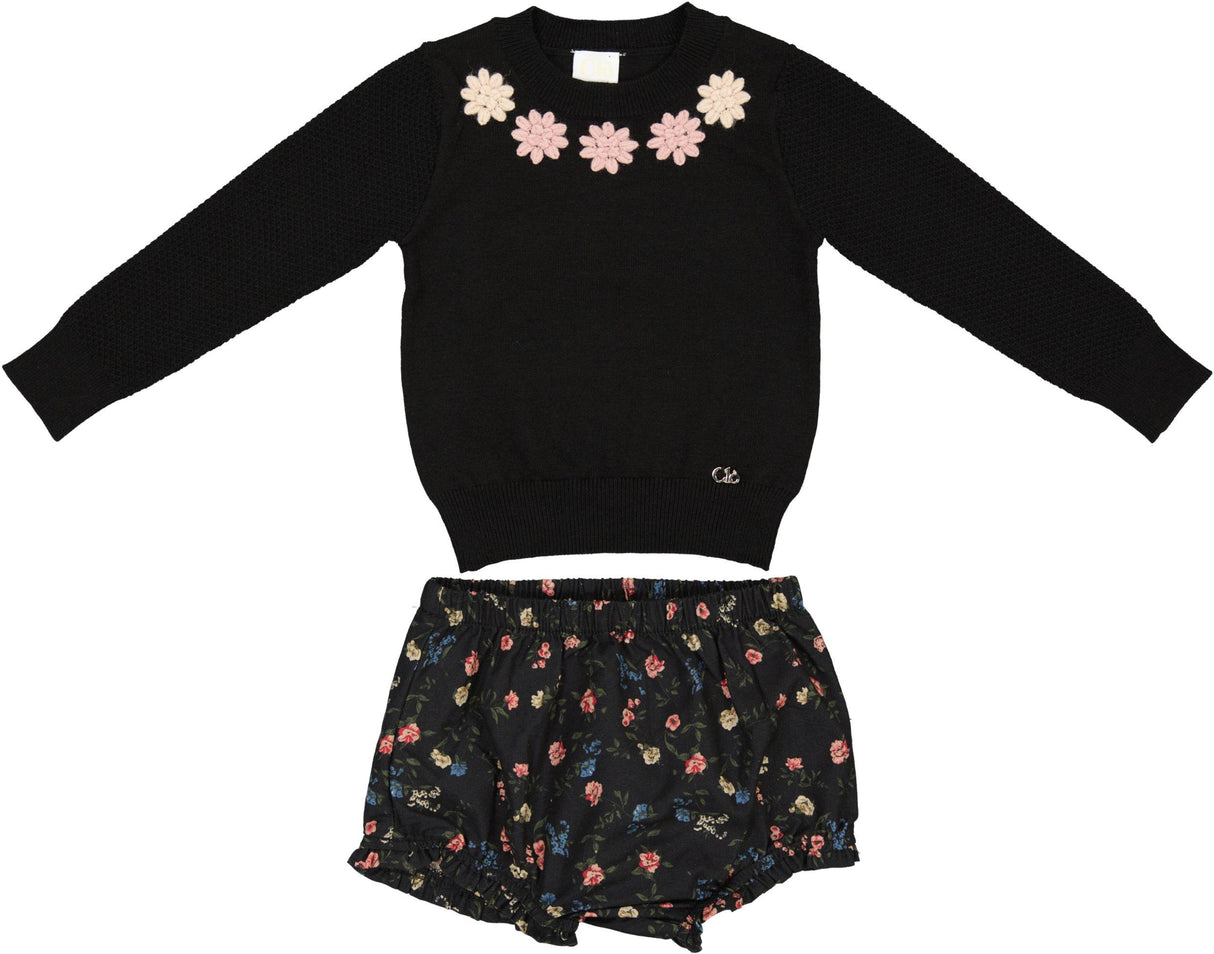 Clo Baby Girls Knit Floral Outfit - WB4CP7032E