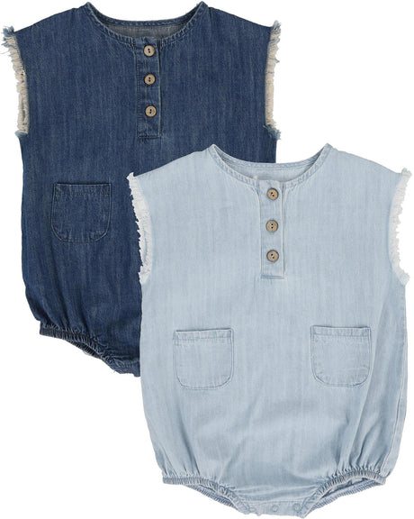 Analogie by Lil Legs Lightweight Denim Collection Baby Boys Fringe Romper - LWBFR