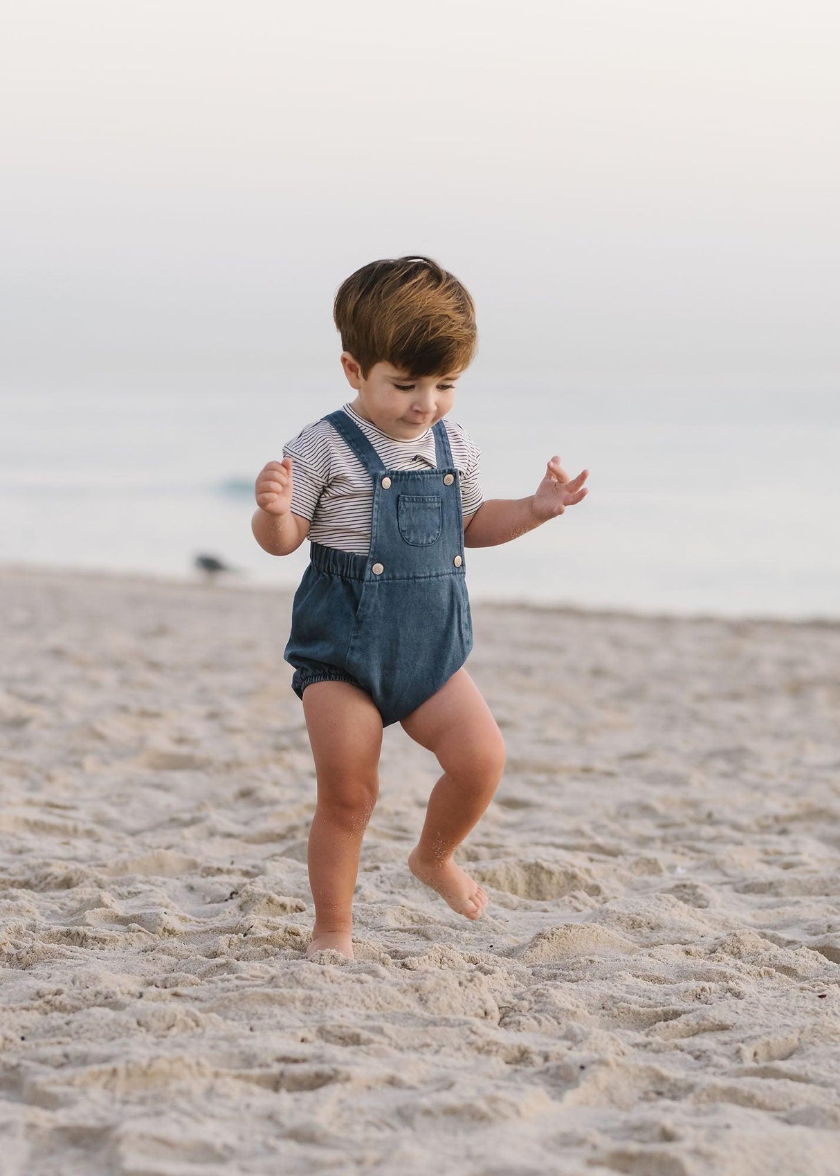 Analogie by Lil Legs Lightweight Denim Collection Baby Boys Bib Romper - LWBR