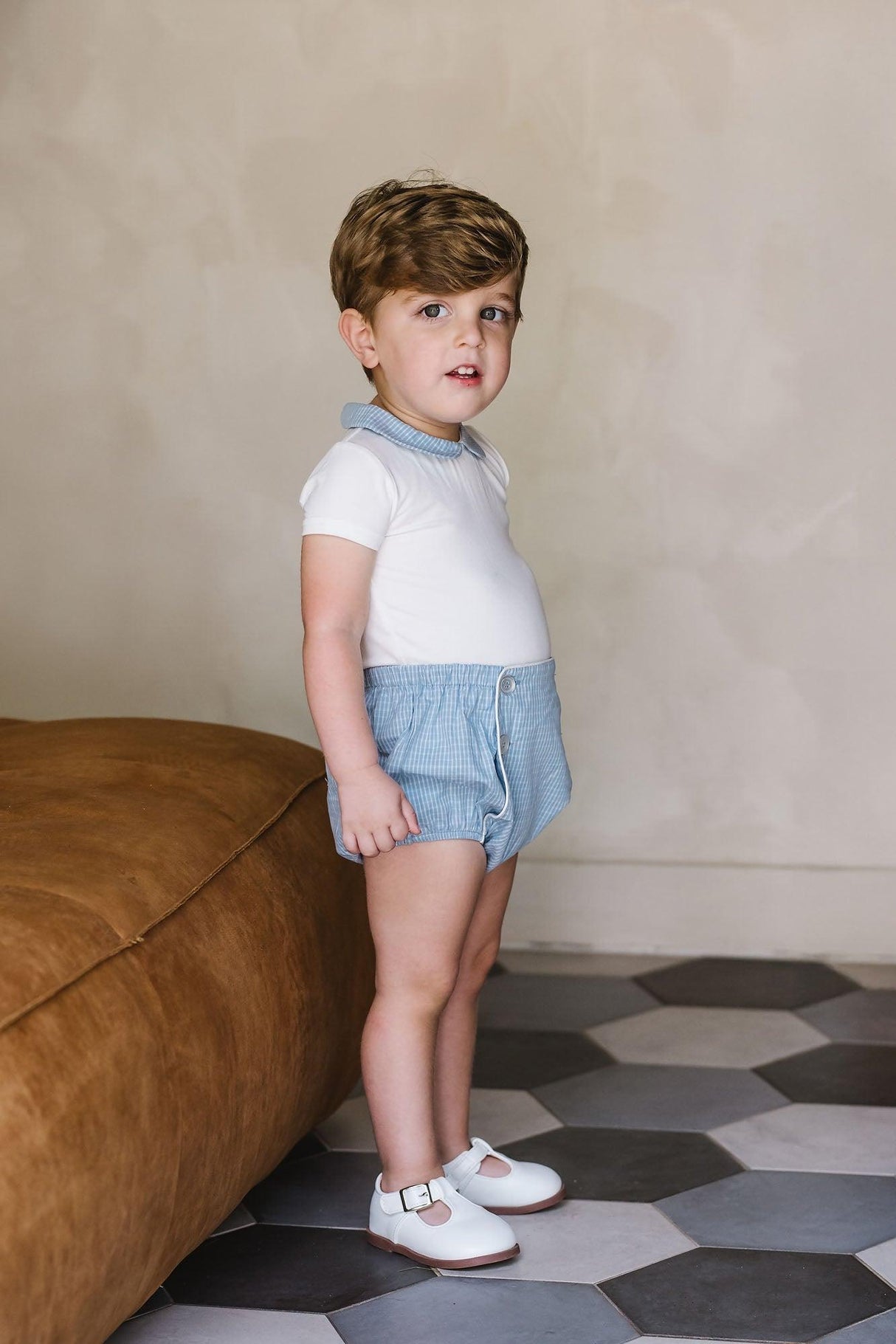 Analogie by Lil Legs Windowpane Collection Baby Boys Short Sleeve Bodysuit - WPO