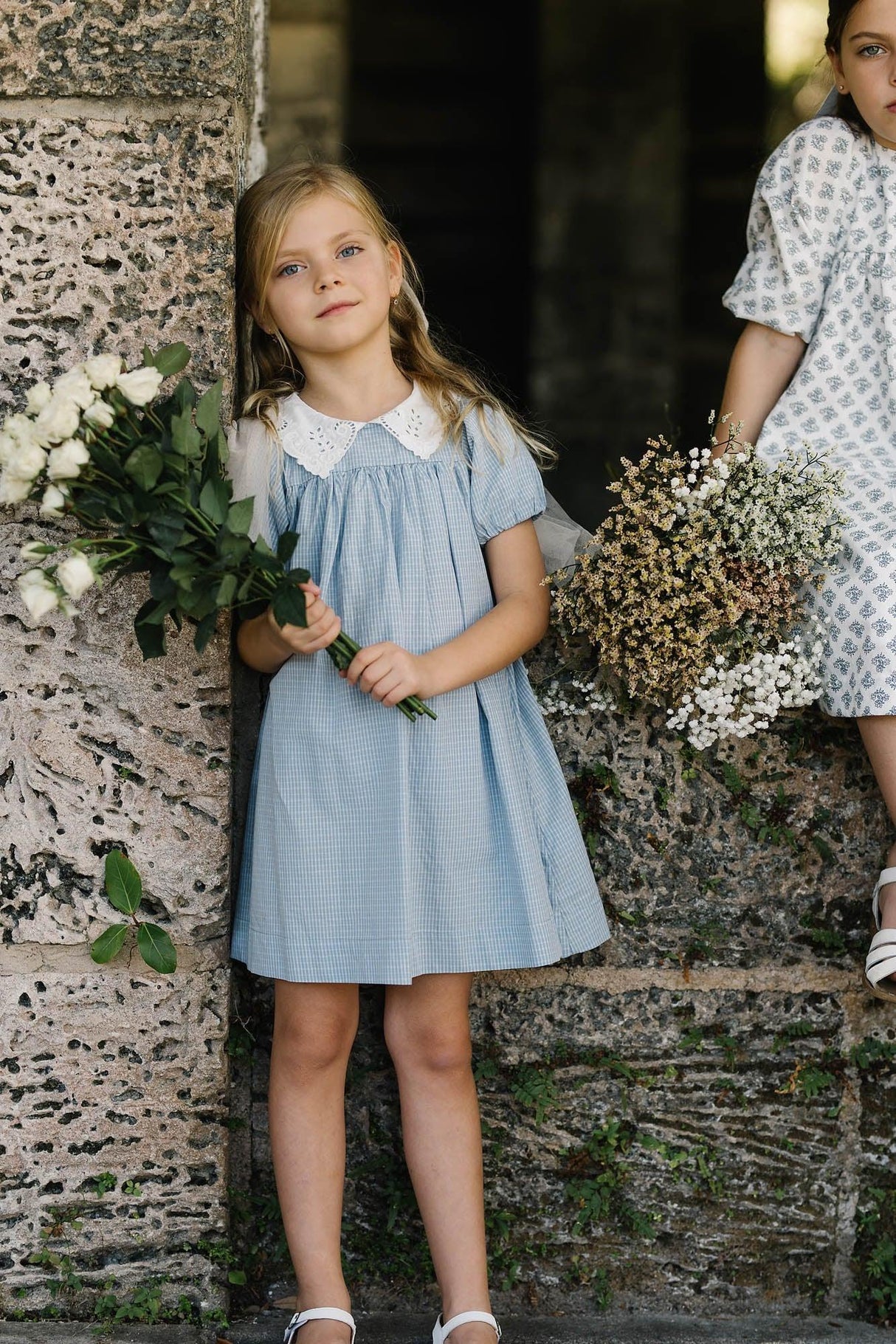 Analogie by Lil Legs Windowpane Collection Girls Short Sleeve Dress - WPDS