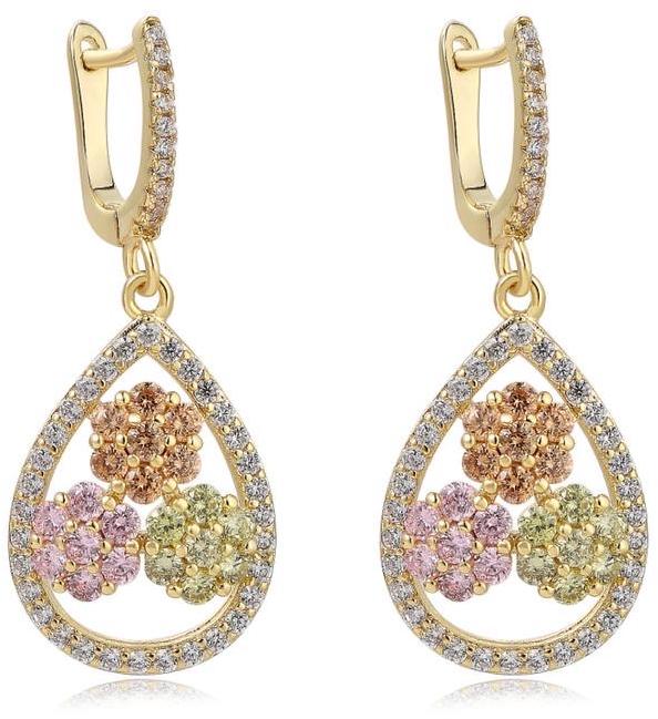 Tiny Gem Girls Triple Flower Hanging Earring - TG73