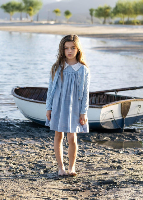 Analogie by Lil Legs Windowpane Collection Girls 3/4 Sleeve Dress - WPDQ