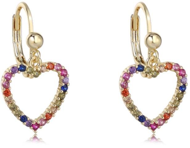 Tiny Gem Girls Heart Outline Leverback Earring - TG5028