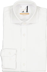 Alviso Boys White Long Sleeve Super Stretch Cotton Non-Iron Dress Shirt - 1NS54