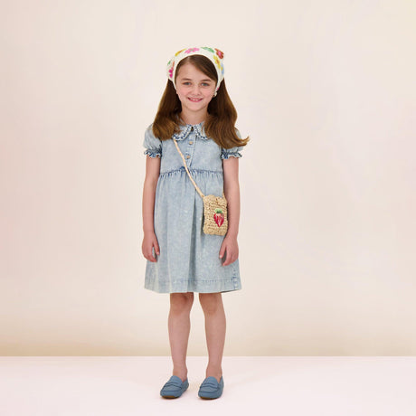 Analogie by Lil Legs Stonewash Collection Girls Peter Pan Short Sleeve Dress - SWPDS