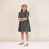 Analogie by Lil Legs Stonewash Collection Girls Peter Pan Long Sleeve Dress - SWPDQ