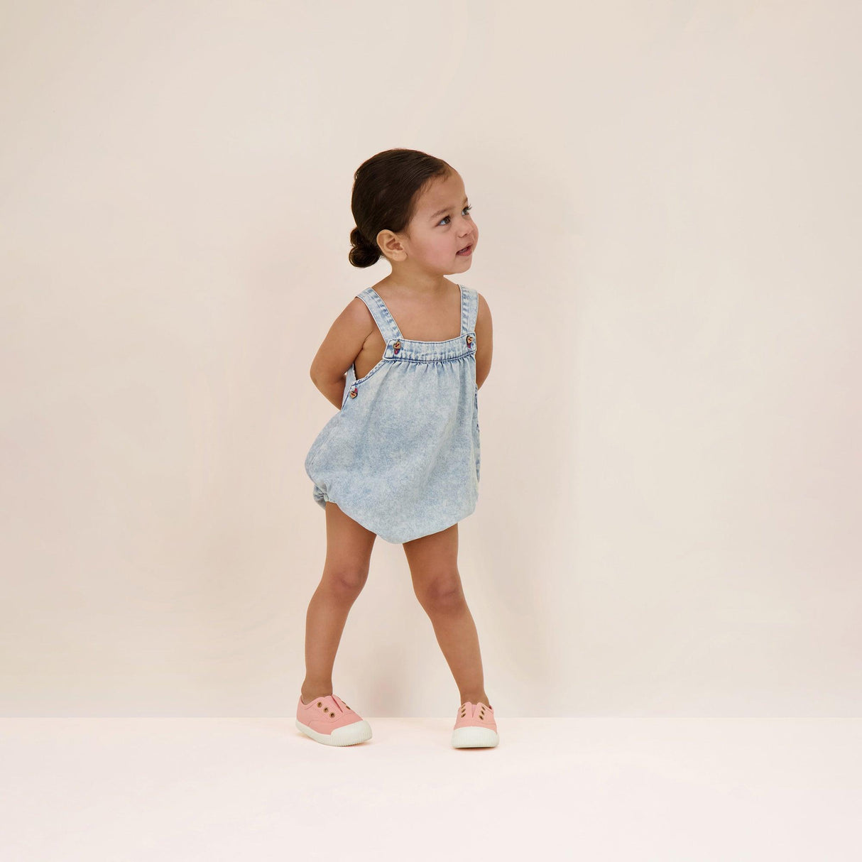 Analogie by Lil Legs Stonewash Collection Baby Toddler Girls Romper - SWGR