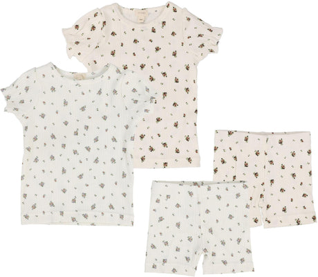 Lil Legs Print Collection Baby Toddler Girls Vintage Floral Short Outfit Set - PCVFS