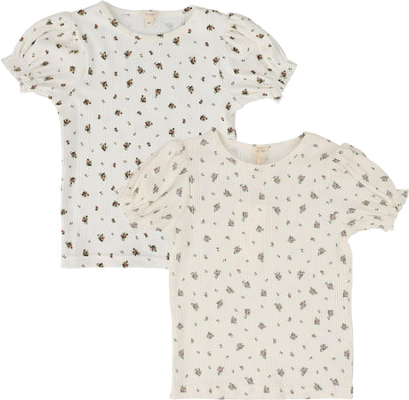 Lil Legs Print Collection Girls Vintage Floral Short Sleeve T-shirt Tee - PCVFTS