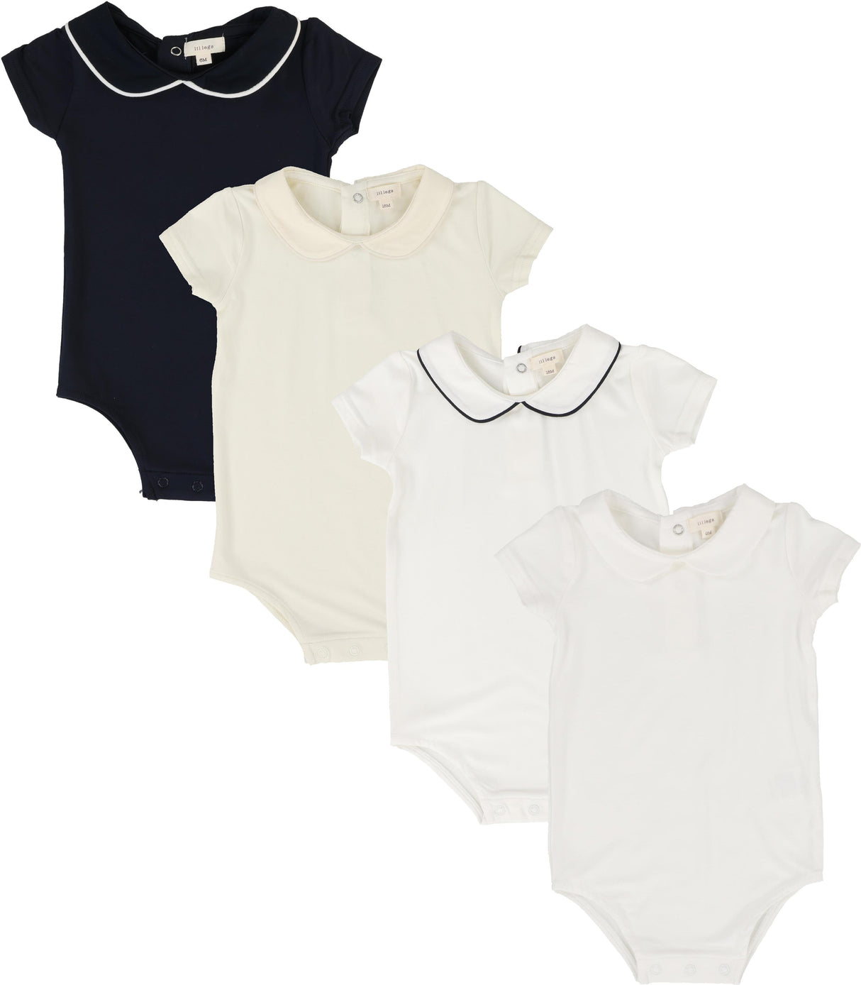 Analogie by Lil Legs Dressy Collection Baby Toddler Boys Peter Pan Collar Short Sleeve Bodysuit Onesie - DPPO