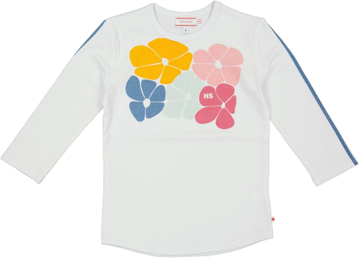 Hopscotch Girls Fine Rib Multi Flower 3/4 Sleeve T-shirt - SB5CP7138M