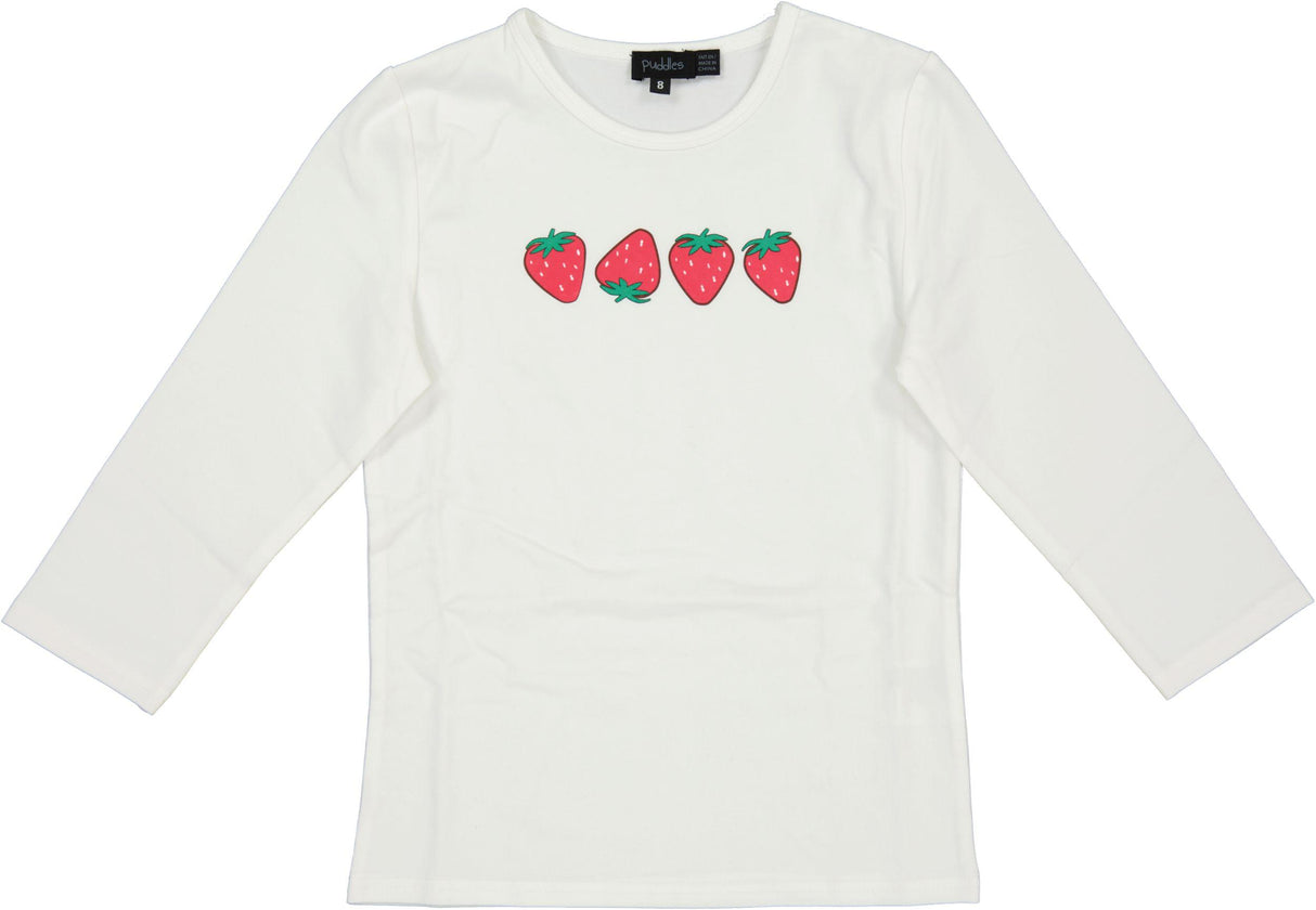 Puddles Girls Strawberry Print 3/4 Sleeve T-shirt - SB5CY2571TG