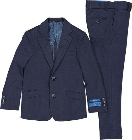 T.O. Collection Boys Navy Stretch Knit Fashion Suit - A6-253