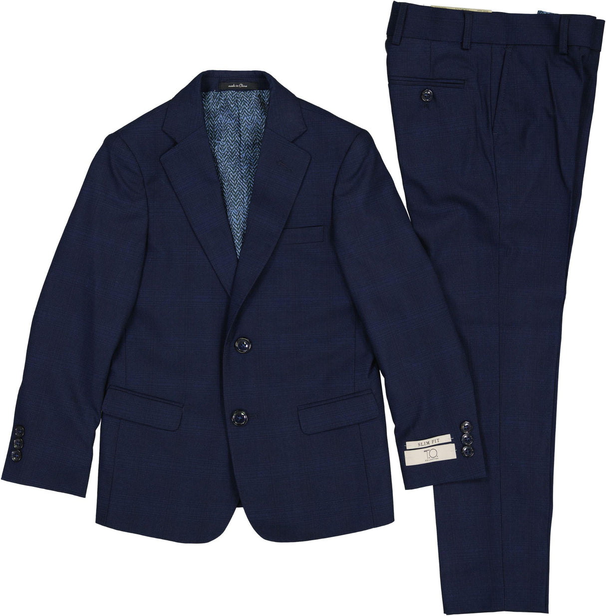 T.O. Collection Boys Navy Fashion Suit - TEA7325