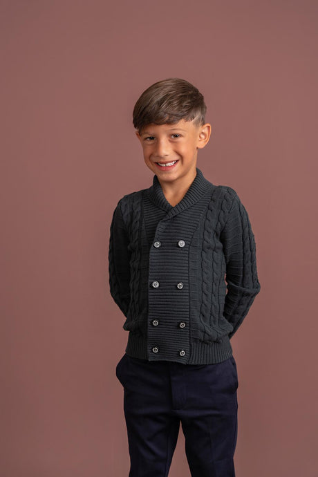 Charlotte & George Boys Double Breasted Emblem Cardigan - WB4CP7060C