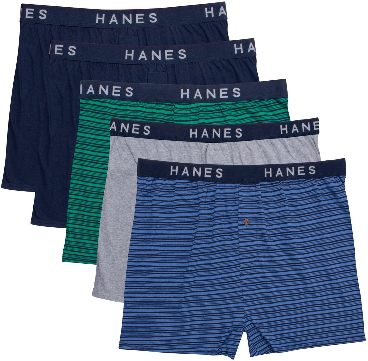 Hanes 5 Pk. Tagless Comfort Soft Knit Boxer Shorts, Underwear, Clothing &  Accessories