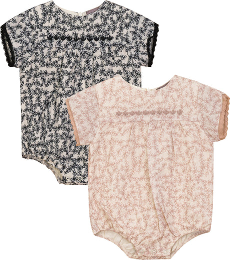 Posie & Pistachio Baby Girls Leaf Print Bubble Romper - SB5CY2565