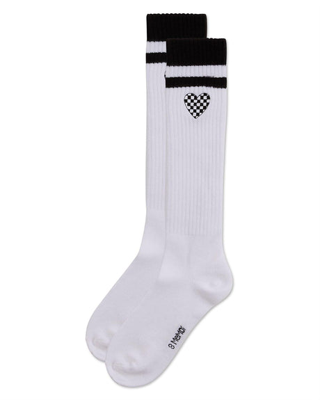 Memoi Girls Checkered Heart Knee Socks - MKF-7176