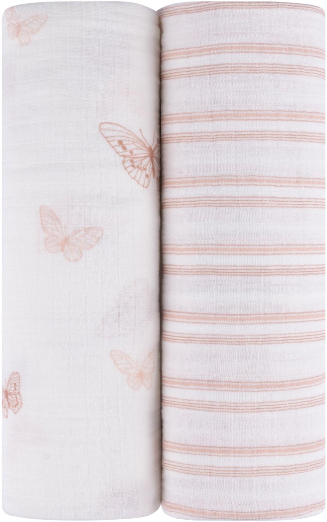 Ely's & Co Butterflies & Stripes Adjustable Muslin Swaddle 2 Pack