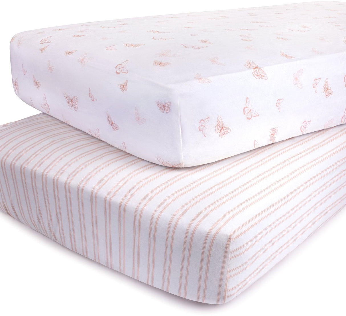 Ely's & Co Butterflies & Stripes Crib Sheet 2 Pack