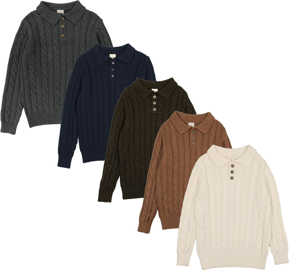 Analogie by Lil Legs Shabbos Collection Boys Cable Knit Polo Sweater