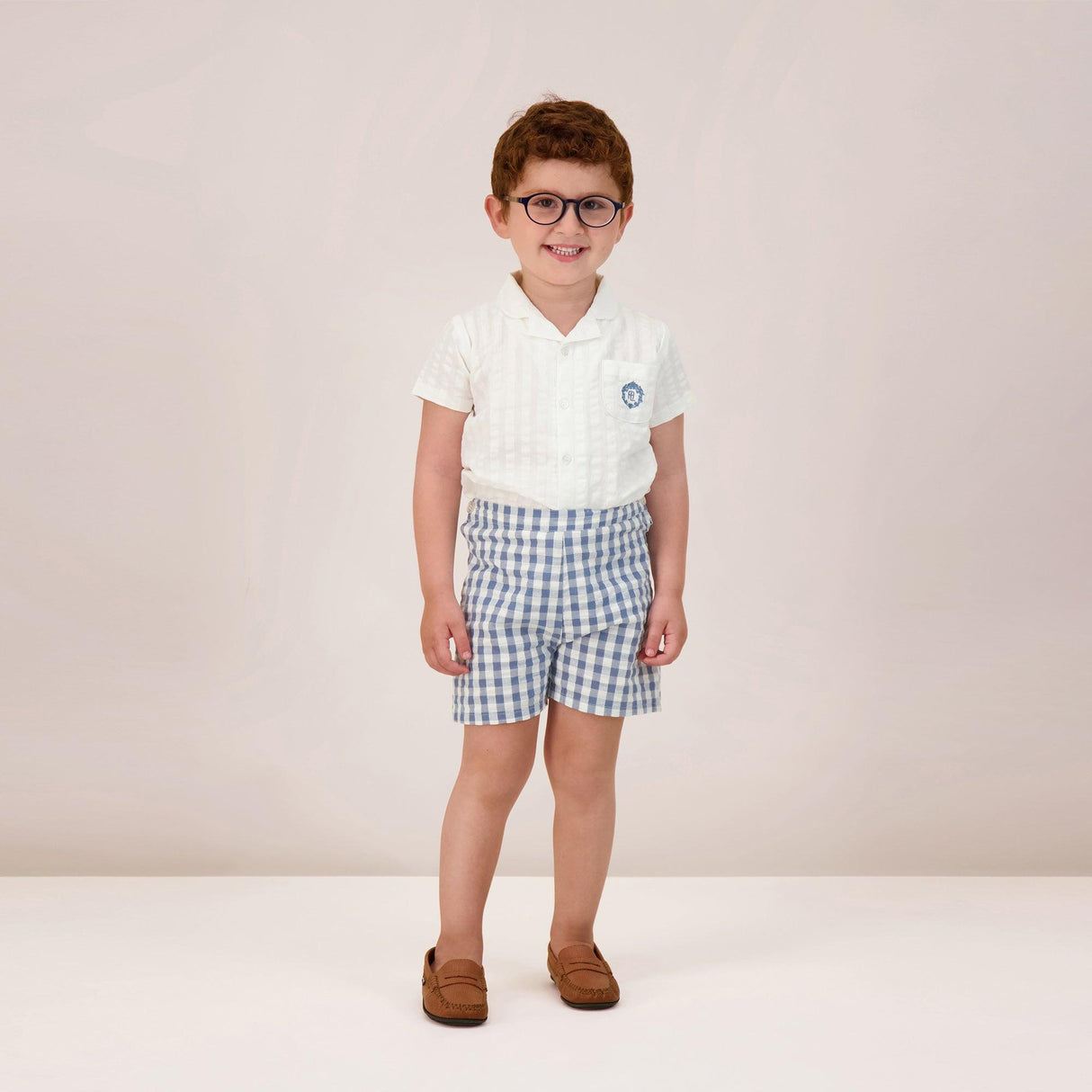 Analogie by Lil Legs Dressy Collection Boys Seersucker Short Sleeve Dress Shirt - DSS